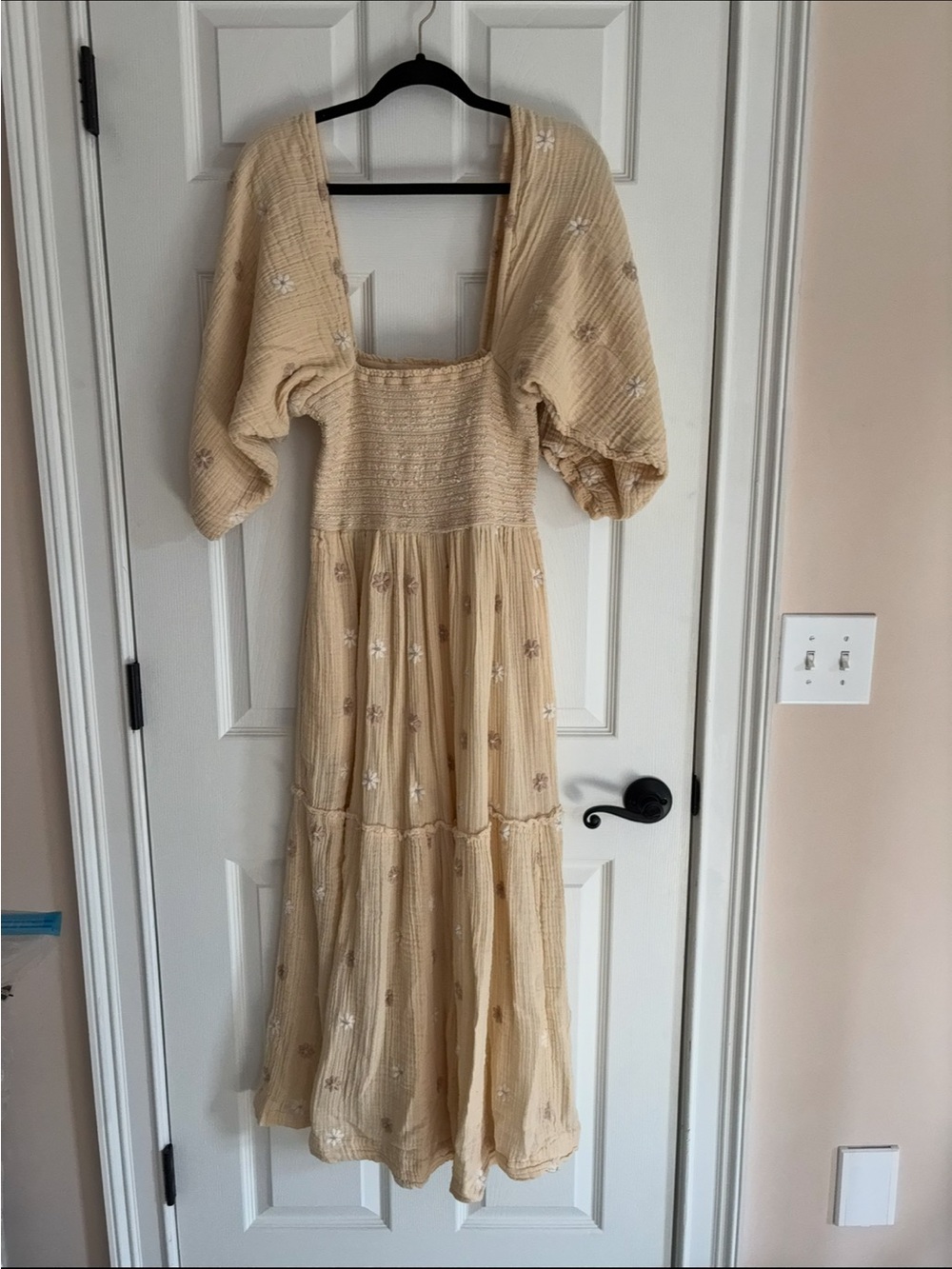 Free People Women's Cream Embroidered Dahlia Dress Medium